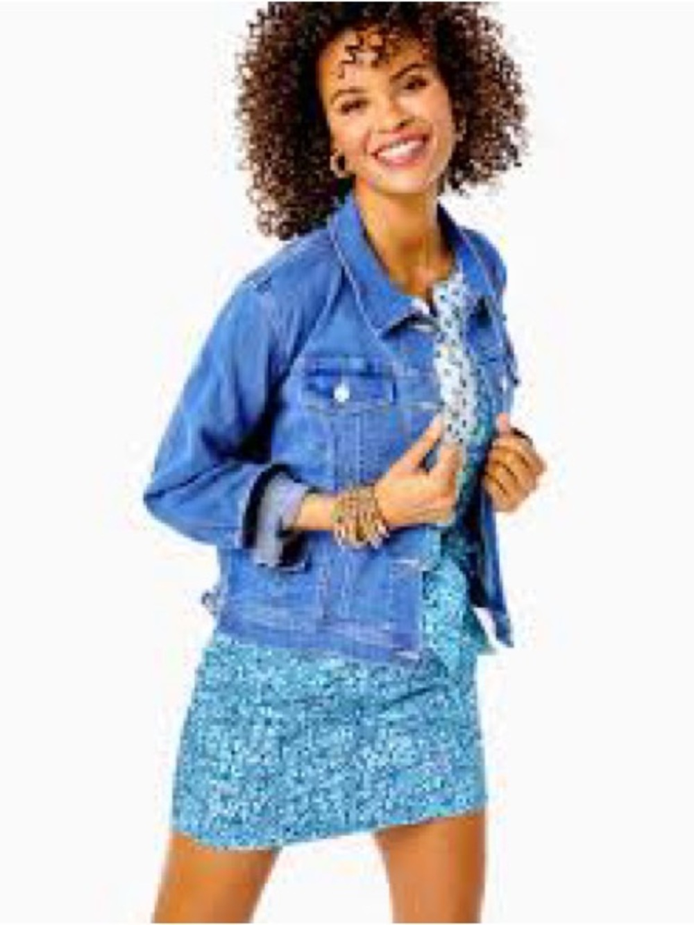 Lilly Pulitzer Seaspray Denim Jacket, Size Medium